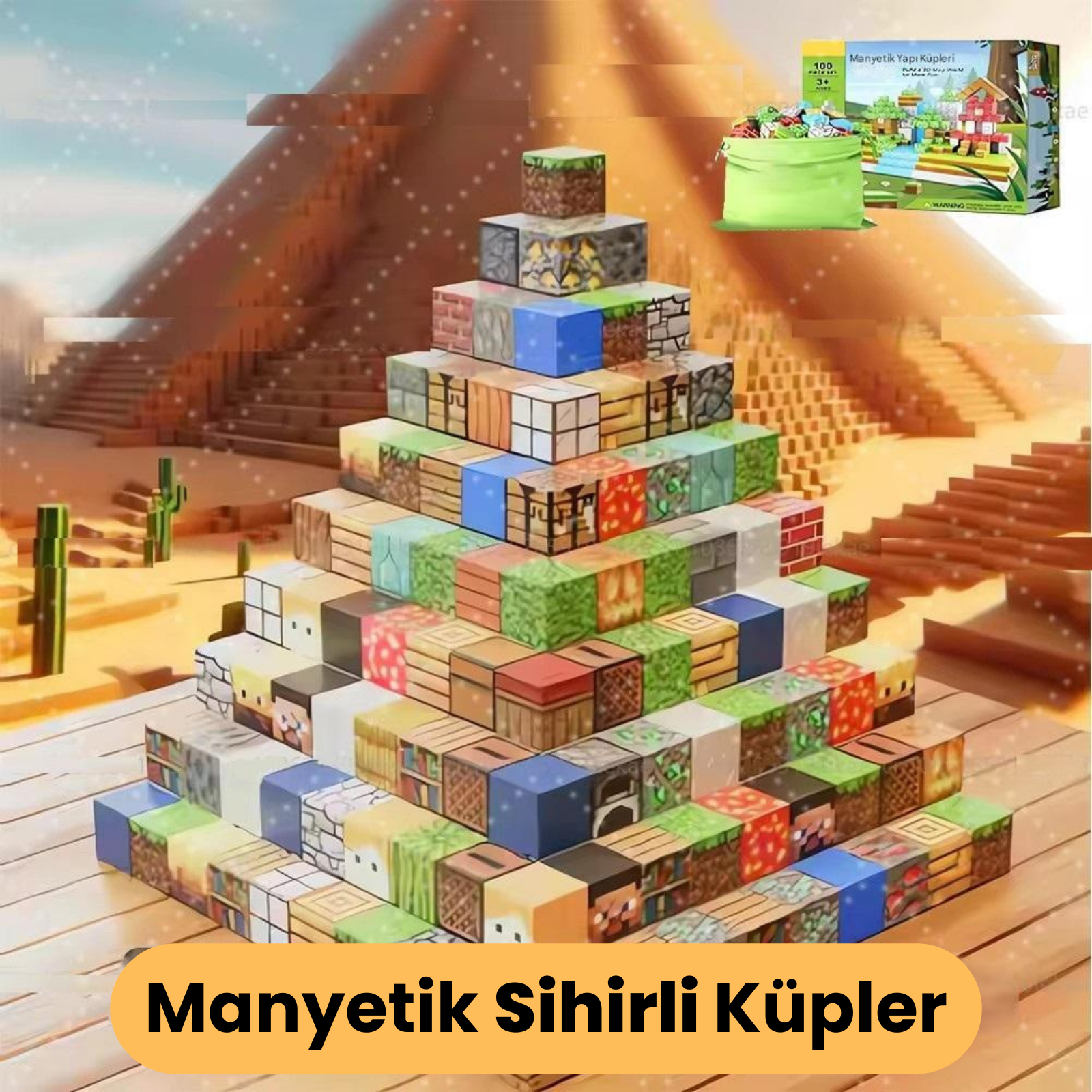 100 Adet   Minecraft Manyetik  Oyun Seti